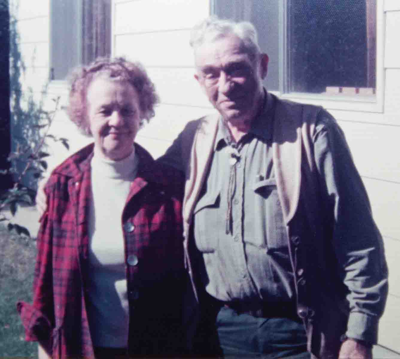 Elmer Keith and his wife Lorraine posed for this photo in 1975, during Harvey’s first visit to their home in Salmon, Idaho.